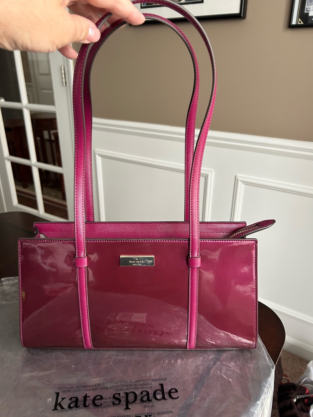 Kate Spade, Kenzie, Dark Raspberry, Patent, Shoulder Bag. NEW